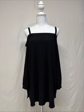 INC International Concepts Black Off-Shoulder Blouse with Straps